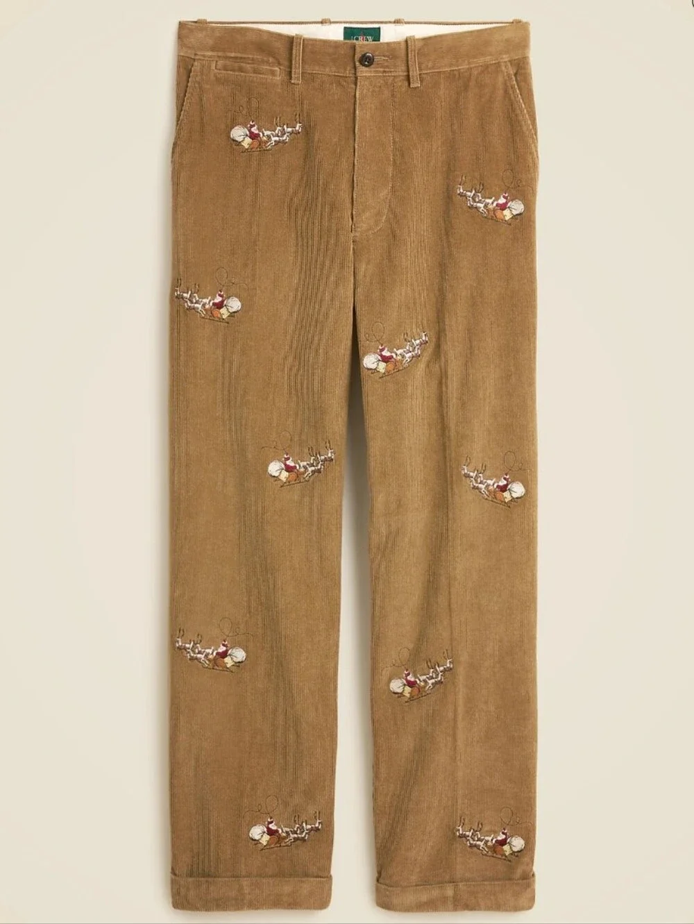 J Crew Relaxed-fit corduroy pant with Santa embroidery CO460 Size 32 NWT